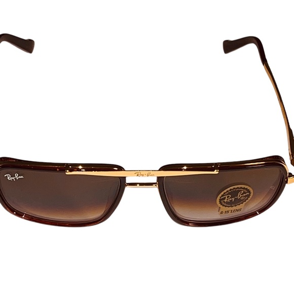 RAY-BAN AVIATORRB 4413 54-14 I45 SQUARE METAL BROWN SHADE/GOLD UNISEX SUNGLASSES - Picture 2 of 15